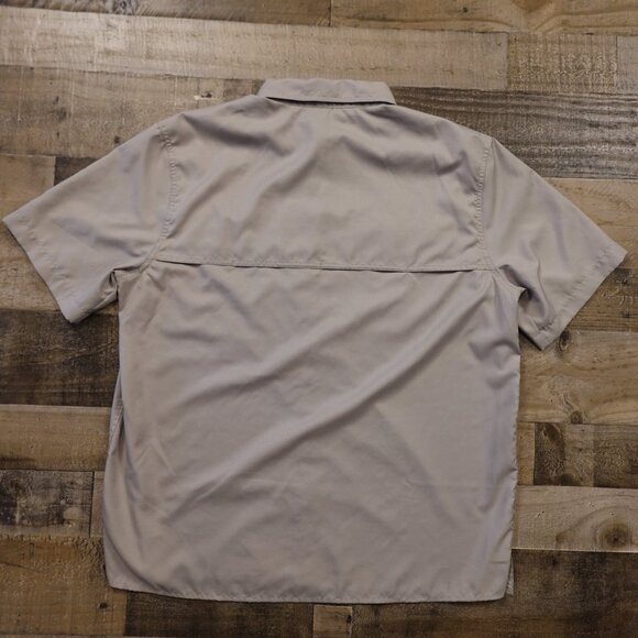 Eddie Bauer Short Sleeve Fishing Shirt Men’s Large Stone Gray Performance Vented - Picture 7 of 10